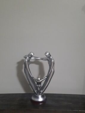 Modern Silver Family Sculpture Figurine